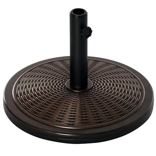 Image of Outsunny 13kg Garden Parasol Base Holder, Cement Outdoor Market Umbrella Stand, Fits 35mm/38mm/48mm Poles, Black