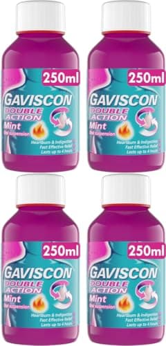 Image of Gaviscon Double Action Mint Liquid 250ml - Fast Heartburn & Indigestion Relief, Convenient Sachets, Antacids for Effective Digestion, Acid Reflux Relief, Pregnancy Safe Pack of 4