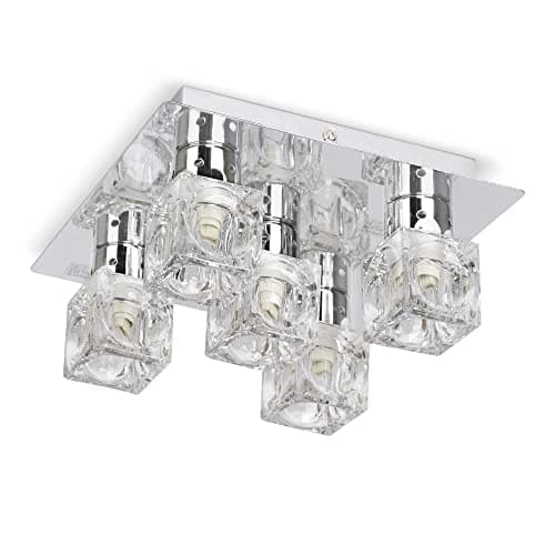 Image of MiniSun | Modern Chrome Ice Cube 5 Way Flush Ceiling Spotlight | Ceiling Spots, Home Décor & Improvement Essential | Mains Wired