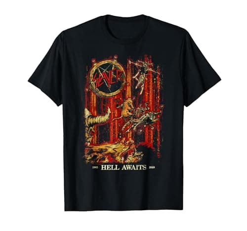 Image of Slayer Hell Awaits Anniversary Cover T-Shirt, Men, Black, XX-Large