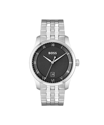 Image of BOSS Three Hand Quartz Movement Watch for Men Principle Collection with Silver Stainless Steel Bracelet - 1514123