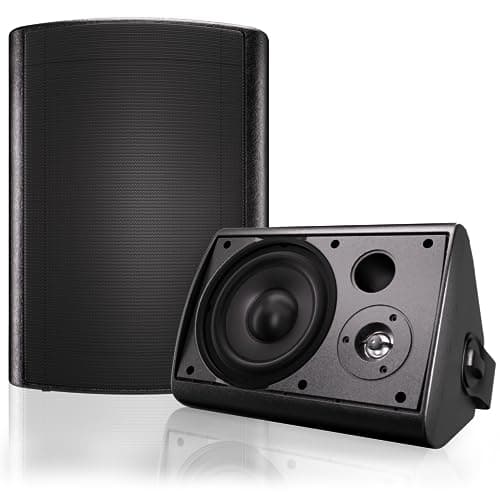 Image of Herdio 6.5 Inches Indoor Outdoor Bluetooth Speakers Waterproof Wireless with Powerful Bass,Wall Mount Speakers System Wired for Patio Deck Porch Backyard 400 Watts(Black)
