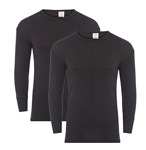Image of Heatwave® Pack of 2 Men's Thermal Long Sleeve Top, Warm Underwear Baselayer, S M L XL XXL Thermals, Medium Black