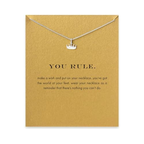 Image of ZYAWP Message Card Crown Pendant Necklace Silver Friendship Sisters Sun Good Luck Crane Pendant Y Chain Necklace for Women and Girl Gift (silver Crown)