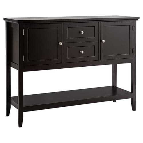 Image of COSTWAY Sideboard Storage Cabinet, Narrow Console Table with Spacious Tabletop, 2 Drawers, 2 Storage Cabinets & Storage Shelf, Wooden Buffet Cupboard for Kitchen Living Dining Room (Dark Brown)