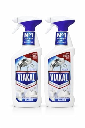 Image of Viakal Limescale Remover Spray, 500ml (2 Pack) | Hard Water Stain Cleaner for Bathrooms, Kitchens & Showers | Powerful Descaler for Taps, Tiles, Toilets & Glass | Fast-Acting Anti-Limescale Formula