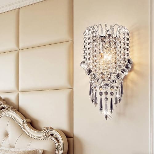 Image of YUENSLIGHTING Crystal Wall Light with Crystal Balls Drops Decorative Chrome Modern Besides Wall Lamp Sconce 40W E14 2 Lights for Home Sitting Bedroom Corridor Restaurant Hotel Living Dining Study Room