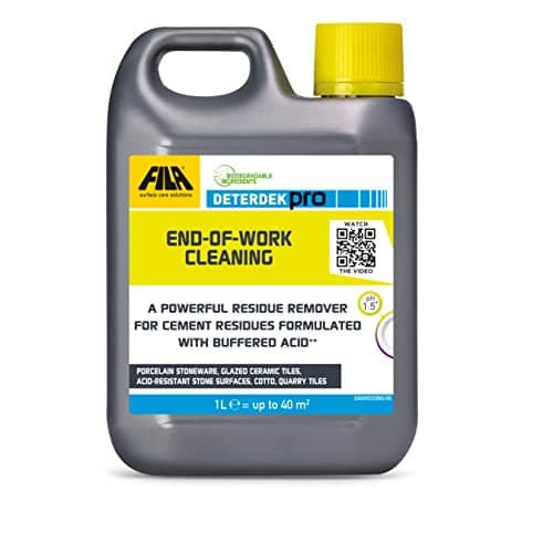 Image of FILA Surface Care Solutions, DETERDEK PRO, Cement Remover and Brick Acid Cleaner, Efflorescence Remover, Strong Patio Cleaner, Ideal for Porcelain Tile, 1L