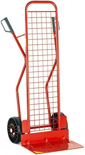Image of Heavy Duty Sack Truck with Mesh Back & Large Toe Plate (300kg Capacity) - High Back Sack Barrow for Heavy Goods - Hand Truck with Pneumatic Wheels