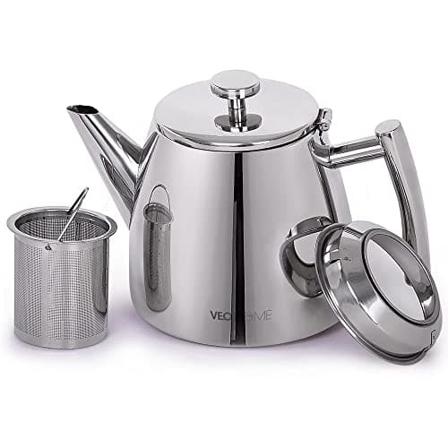 Image of Stainless Steel Tea Pot with 1 Litre Infuser - Keeps Heat Thanks to its Double Wall