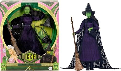 Image of Mattel Universal Wicked Deluxe Elphaba Fashion Doll and Accessories, Movie Inspired Look with Braided Hair and Portability