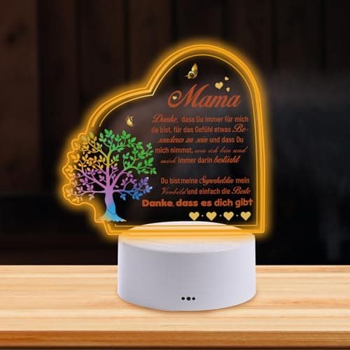 Image of LParkin 3D Night Light for Mum, Colourful Acrylic Night Light with Engraving for Mum, 3 Colour Touch Switch LED Night Light for Mum, Gifts for Mum from Daughter Son, Birthday Gift for Mum