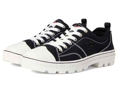 Image of Skechers ROADIES TRUE ROOTS, Women's Low-Top Trainers, Black (Black Canvas/White Leather Trim Blk), 7 UK (40 EU)
