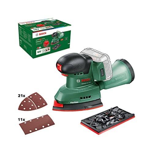Image of Bosch Cordless Sander UniversalSander 18V-10 (Without Battery; 18 Volt System; for DIY Woodworking; 32x Sanding Papers; in Carton Packaging) – Amazon Edition