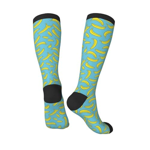 Image of TZTTZT Funny Banana Blue Knee High Long Socks for Women, Fashion Tube Socks, Casual Knee High Stockings
