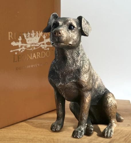 Image of Animal Crackers Leonardo Reflections Bronzed Dog figurines in a range of Dog Breeds, realistic bronze finish in a quality gold gift box, or collectable (Jack Russell Terrier)