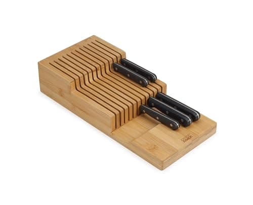 Image of Joseph Joseph Drawerstore Knife Organiser, Holds Up to 12+ Knives, Kitchen Organisation & Drawer Storage, Bamboo