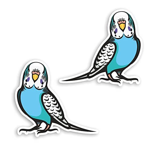 Image of 2 x 10cm Cute Blue Budgie Vinyl Stickers - Budgerigar Bird Sticker #70677
