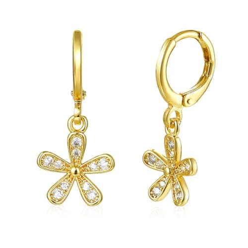 Image of SHINYTE CATALINE 14K Gold Drop Earrings for Women,Long Dangle Earrings with CZ Stones,Elegant Dangly Earrings for Wedding & Special Events