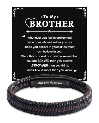 Image of CheersLife Big Brother Gifts, Adjustable Engraved Brown Leather Bracelet for Brother from Sister, 21st 30 40th Birthday Gifts for Men, Christmas Graduation Gift for Him 18th Birthday Gift for Boys Men