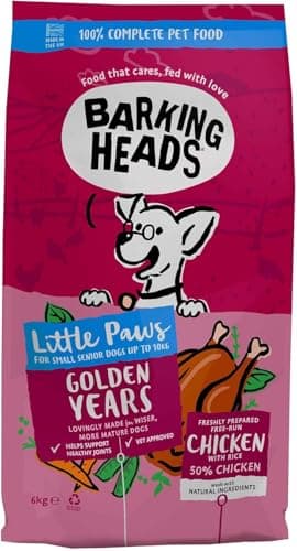 Image of Barking Heads Complete Dry Dog Food 6kg - Senior Little Paws (Small Breed) Golden Years Chicken - Natural Senior Recipe with Joint Support - Vet Approved