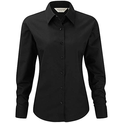 Image of Russell Collection Ladies/Womens Long Sleeve Easy Care Oxford Shirt (XS) (Black)
