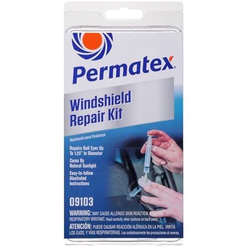 Image of Permatex 09103 Windshield Repair Kit, Professional Quality repairs, No mixing required,Resin Cures by natural sunlight, Easy to follow Instructions 1 x 0.75ml