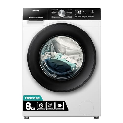 Image of Hisense 3S WiFi Series WF3S8043BW 8 KG Front Load Washing Machine Durable Inverter, Steam Wash, Quick Wash, 19 Programmes 1400 RPM White Energy Rating A