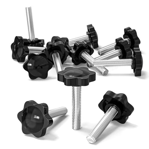 Image of 10 Pcs M8 Screws, M8 x 40mm Thread Star Knobs, Thumb Screws, Plastic Hex Shaped Clamping Knob Handle Hand Tightening Screw Knob for Umbrella Base Replacement