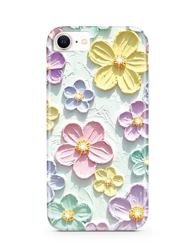 Image of JIAXIUFEN Sparkle Glitter Retro Oil Painting Flower Design Slim Shockproof Protective Cover Phone Case for iPhone 7 Plus/iPhone 8 Plus/6 Plus/6S Plus Mint Colorful