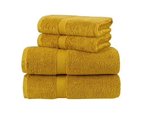 Image of La Maison 100% Egyptian Cotton 600GSM Superior Towel Bale Set Hand Towel Bath Towel 4 Piece Super Soft Everyday Use (Mustard)