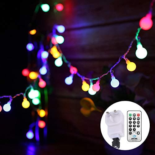 Image of Tomshine Globe String Lights Mains Powered 13M/43ft 100 LED Outdoor Fairy Lights Multi-Color 8 Modes Waterproof with Remote Control for Party Living Room Bedroom Patio Garden