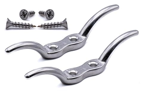 Image of 2pcs Flag rope cleat hooks 150mm marine grade stainless steel 316 A4 non rust flagpole blind cord (150mm)