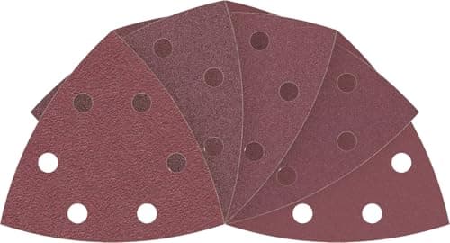 Image of Bosch 10x PRO Paint on Wood and Hardwood F460 Sanding Sheet for Multitools (for Paint on wood, Hardwood, Ø 93x93 mm, Grit 60, 80, 120, 180, 240, Professional Accessory Multitool, Delta Sander)