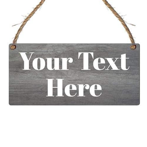 Image of Personalised Hanging House Sign Plaque - Gift for Christmas, Anniversary, Wedding, Birthday, Father's Day - Couple Garden Sign - 10 Designs (Mdf Wood Indoor Use Only 19cm x 9cm, Dark Grey)