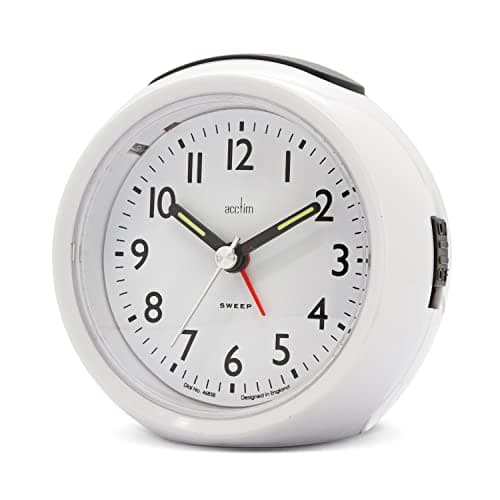Image of Acctim Grace Non-Ticking Sweep Analogue Bedroom Alarm Clock White