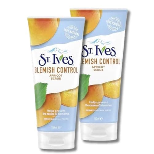 Image of ST. Ives Blemish Control Apricot Scrub, 150 ml, Pack of 2 - Deep Cleansing, Exfoliating Formula with 100% Natural Exfoliants for Clearer, Radiant Skin and Effective Blemish Control