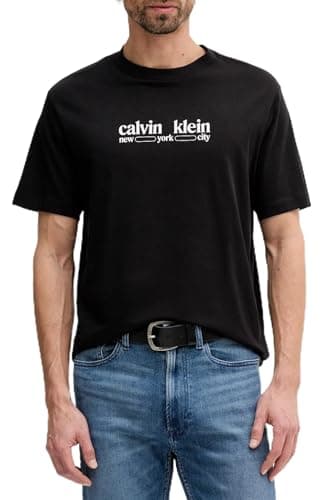 Image of Calvin Klein Men's SS 30S WHSL CK NYC Graphic TEE LV14RE831G Graphic Tees, Black (Black), M