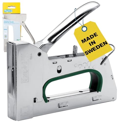Image of Rapid Heavy Duty Manual Staple Gun PRO R34 for No. 140 Staples, DIY Staple Gun with 3-Step Force Adjuster, Easy Squeeze Trigger, and Ergonomic Handle, Made in Sweden (5001671)