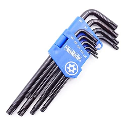 Image of HemBorta® Security Torx Key Set 9pcs Torx Allen Key Set T10-T50 Long Star Keys, Tamper Proof Star Key Wrench Set with Holes on Both Ends T10, T15, T20, T25, T27, T30, T40, T45 & T50, CRV Steel