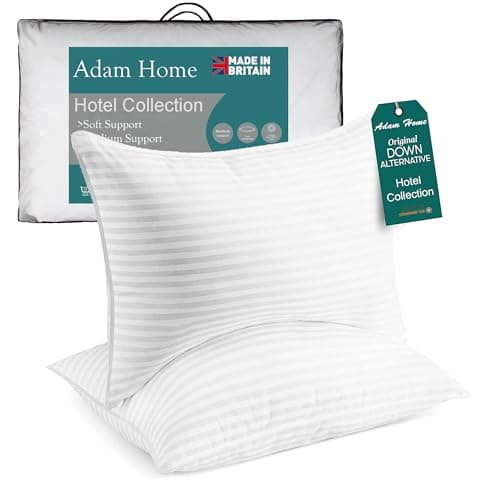 Image of Adam Home Pillows 2 Pack Hotel Quality Side Sleeper Bounce Back Bed Pillow Quick Rebound & Dust Proof Resistant Premium Filled Hotel Pillows Pack of 2