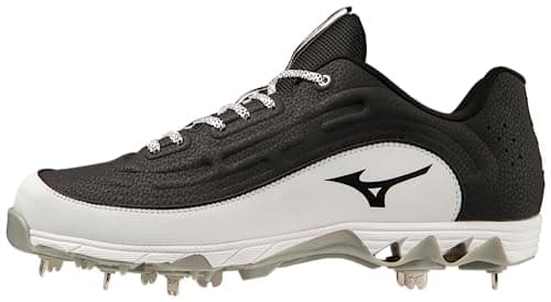 Image of Mizuno Men's 9-Spike Ambition 3 Baseball Cleats, Black/White, 8 UK