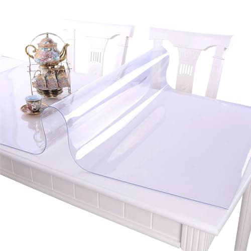 Image of VITA FELICE PVC Table Protector Clear Plastic Waterproof Table Cover for Dining Table, Heavy Duty Wipe Clean Transparent Mat,Tablecloth for Worktop Kitchen Restaurant Party Events(60x120cm)