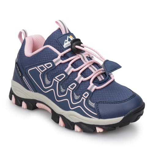 Image of UOVO Girls Breathable Non-Slip Trainers for Kids Lightweight Outdoor Walking Shoes Trekking & Hiking Sneakers UK 3 Big Kid 35EU Blue Pink