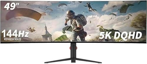 Image of AtomFun YOGAES 49 Inch Curved Ultrawide Monitor 5120x1440 Dual QHD, 3800R IPS Gaming Screen, HDR400, USB-C, Built-in Speakers, Height Adjustable Stand, VESA 100x100, G-Sync Compatible (144hz)