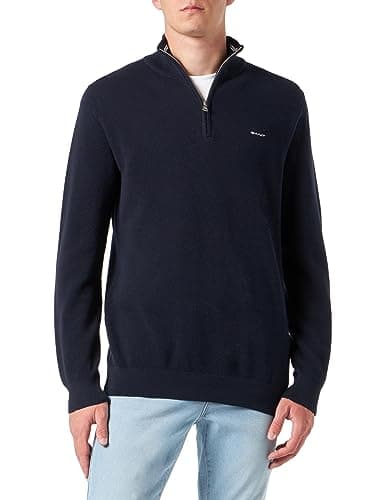 Image of GANT Men's Cotton Pique Half Zip Pullover, Evening Blue, XXXXXL