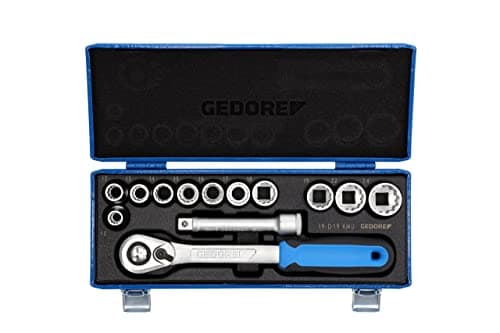 Image of GEDORE 13-piece Socket spanner set, Hex/bi-hex, 1/2", 10-24 mm, Tool, Ratchet with lever reverse, for Automotive, D19 KMU-20