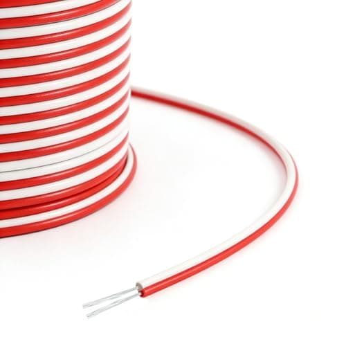 Image of URCIANOW 24AWG 0.2mm² 2 Core Tinned Copper Cable (20m) - Red/White Flexible 12V/24V Wire for Doorbell,LED Strips, DIY Electronics