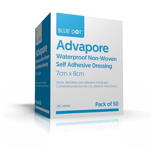 Image of Blue Dot Advapore Waterproof Non-Woven Self Adhesive Wound Dressing 50-Piece Set, 7cm x 8 cm Size