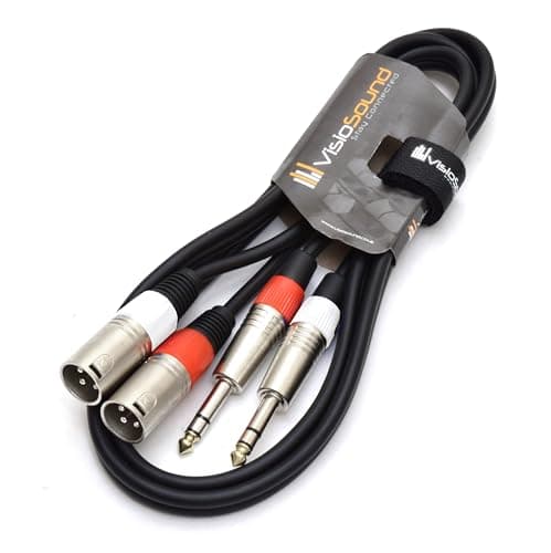 Image of VisioSound 2 x Male XLR to 2 x 6.35mm 1/4" Stereo TRS Jack Balanced Twin Lead/Patch Cable 1.5m